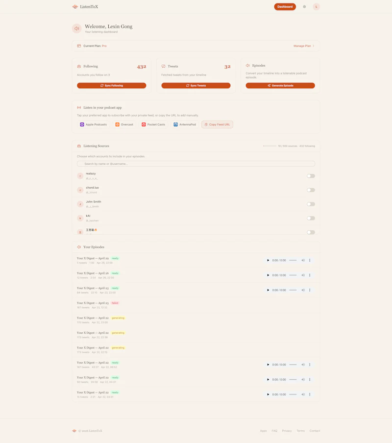 ListenToX screenshot 2