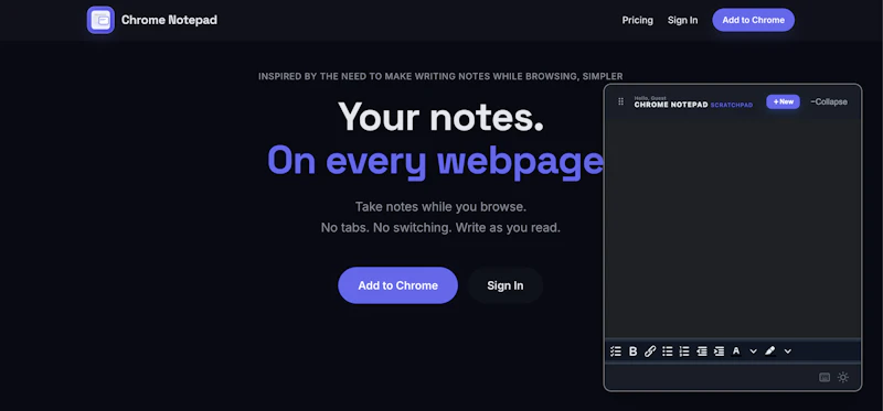 Chrome Notepad screenshot 2