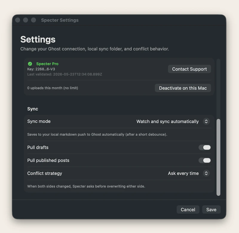 Spectersync screenshot 2
