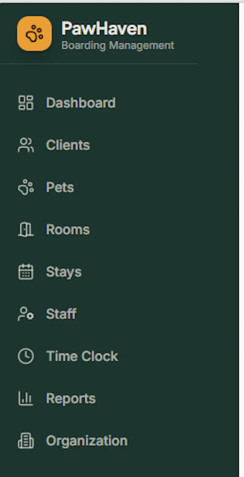 PawHaven · Animal Boarding Management screenshot 1