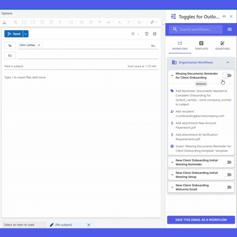 Toggles for Outlook media 3
