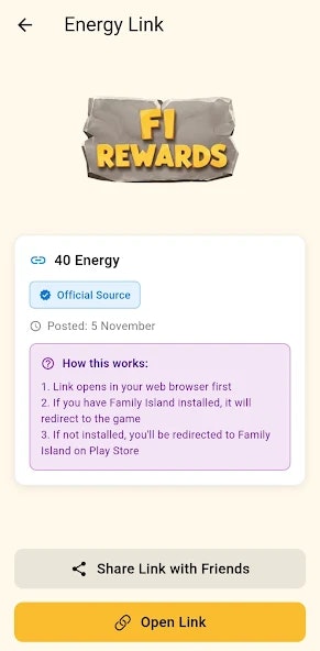 FI Rewards - Daily Energy Link - Screenshot 4 showing product features and functionality
