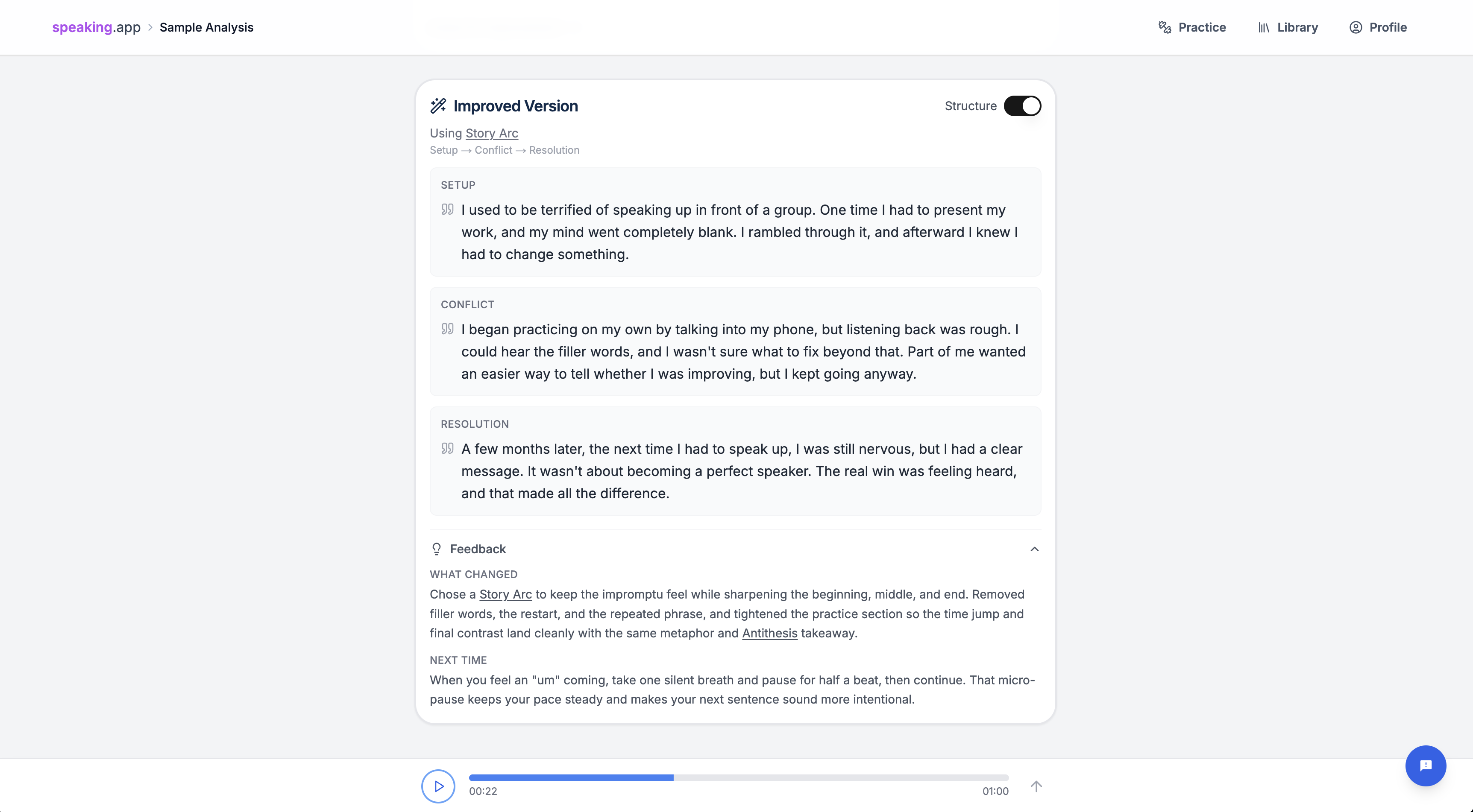 speaking.app - Screenshot 2 showing product features and functionality