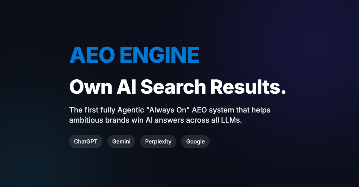 AEO Engine - Main product screenshot demonstrating key features and user interface