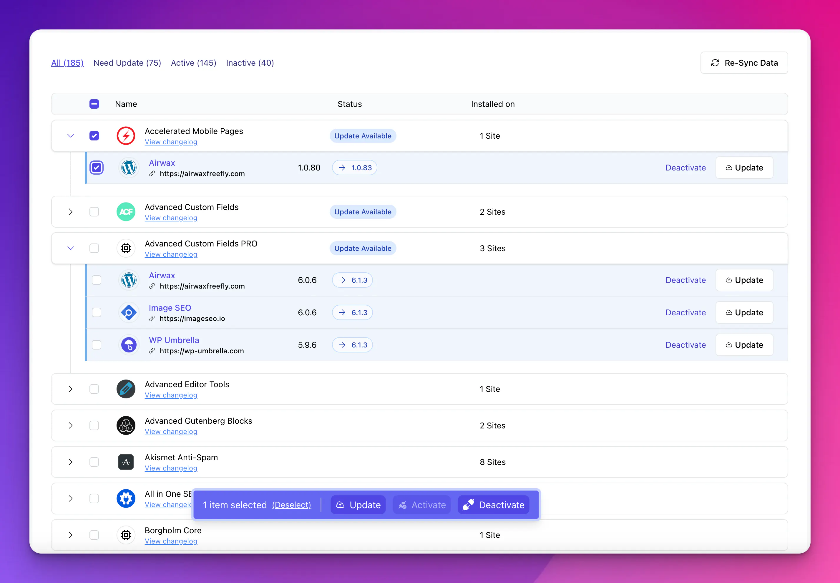 WP Umbrella screenshot