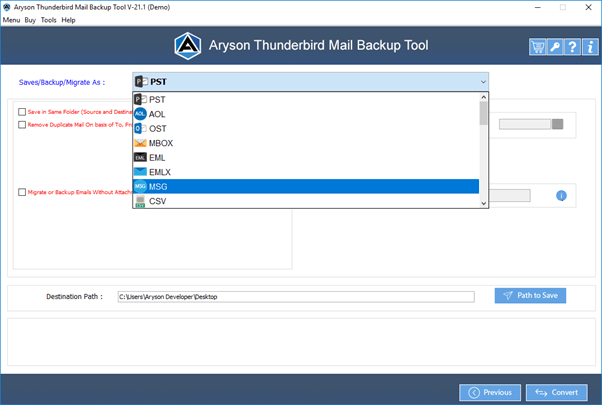 Aryson Thunderbird Backup Aracı - Ataşmanlarla birlikte Thunderbird e -postalarını yedeklemek için önemli bir araç medya 4