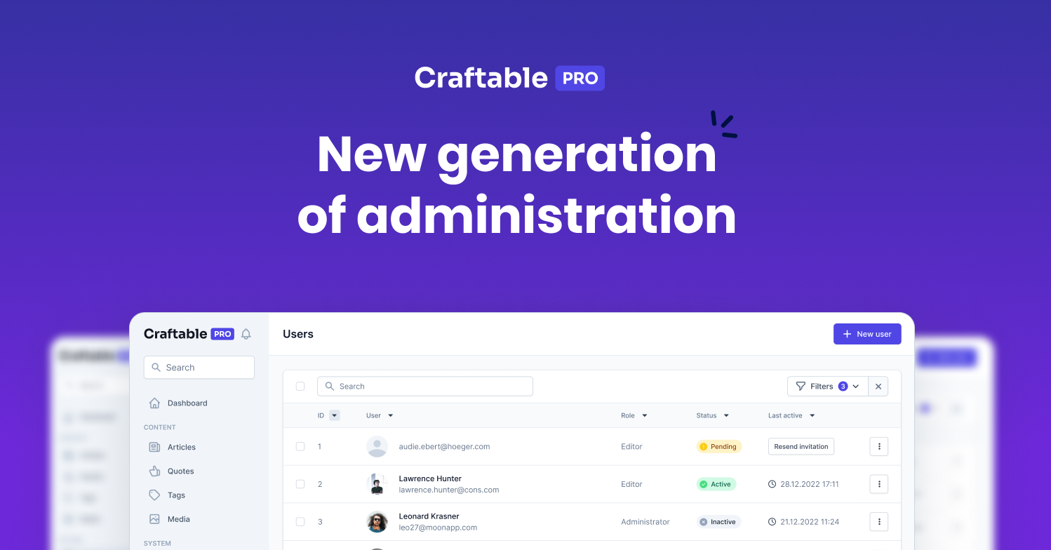 Pro Craftable Pro - Pannello di amministrazione di Laravel e generatore di CRUD media 1