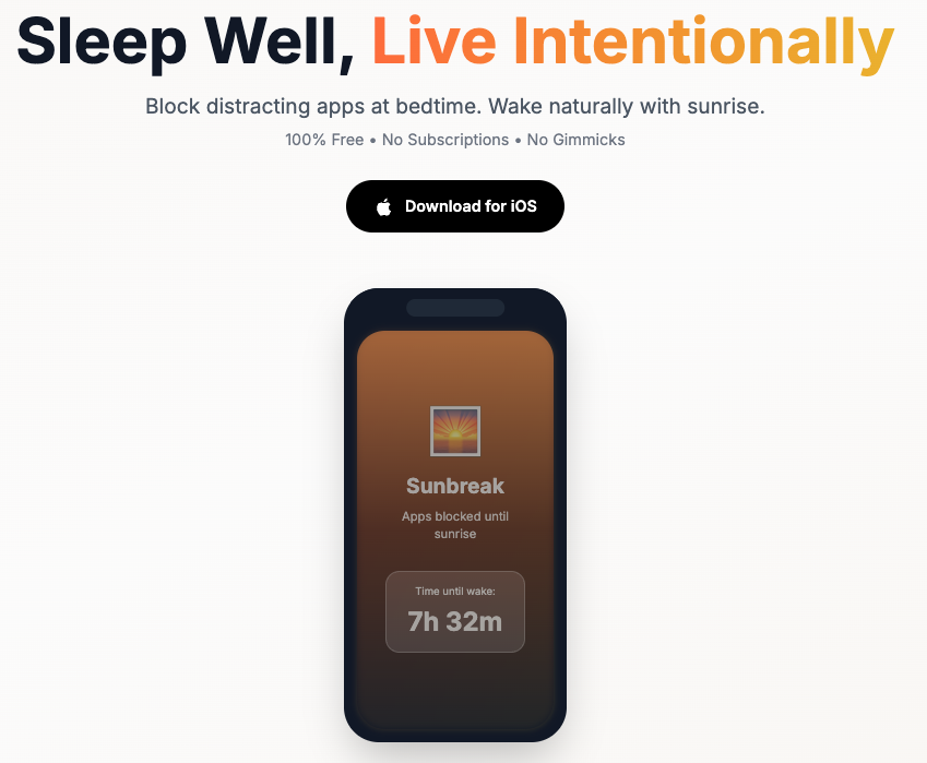 Média Sunbreak - bloqueur d'applications nocturnes - Bien dormir, vivre intentionnellement 1