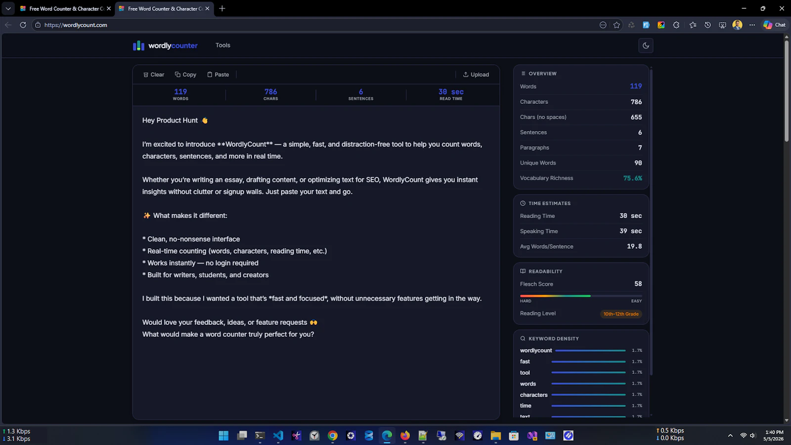 Free Word & Character Counter Online screenshot 2