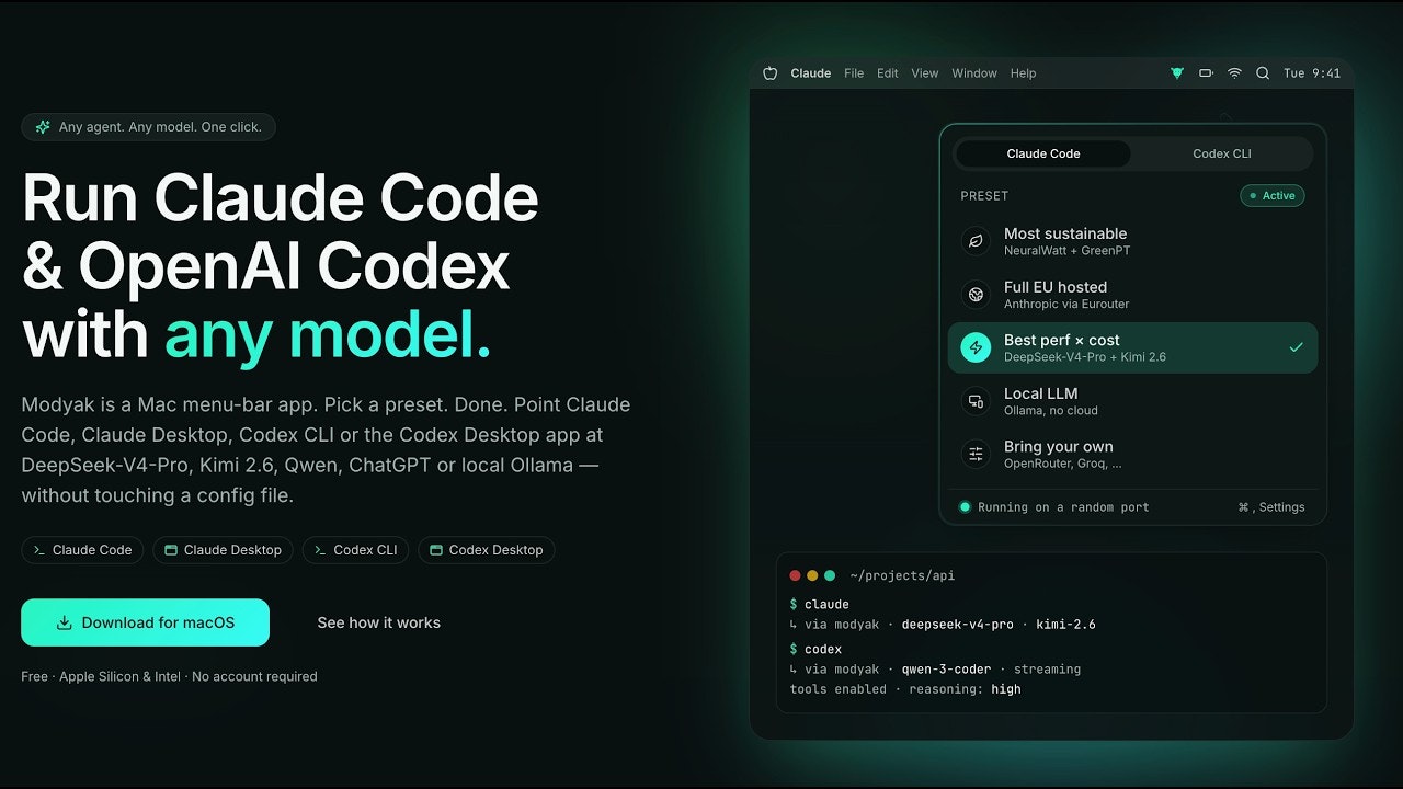Modyak, code with any AI model gallery image