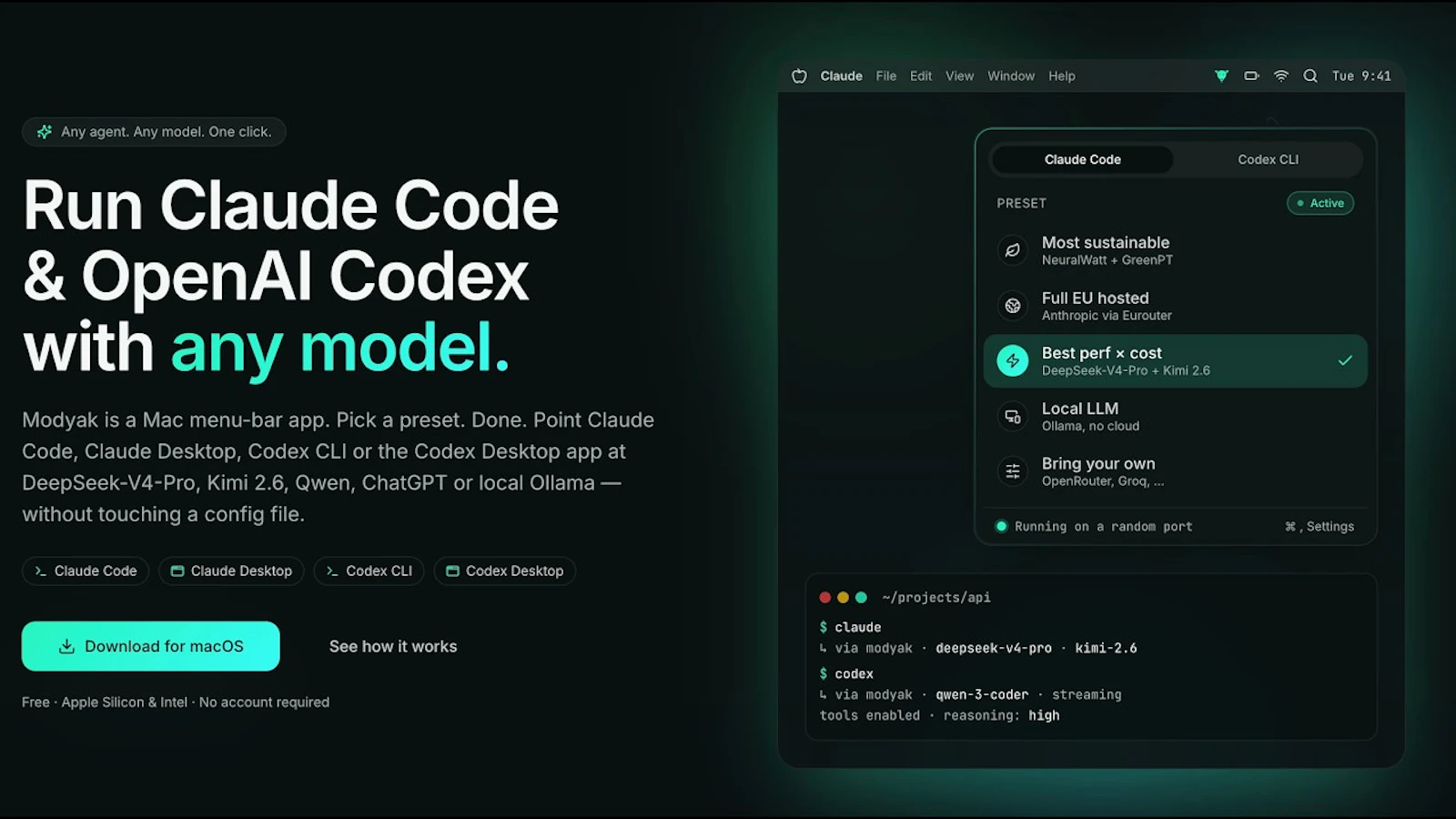 Modyak, code with any AI model screenshot 1 (video preview)