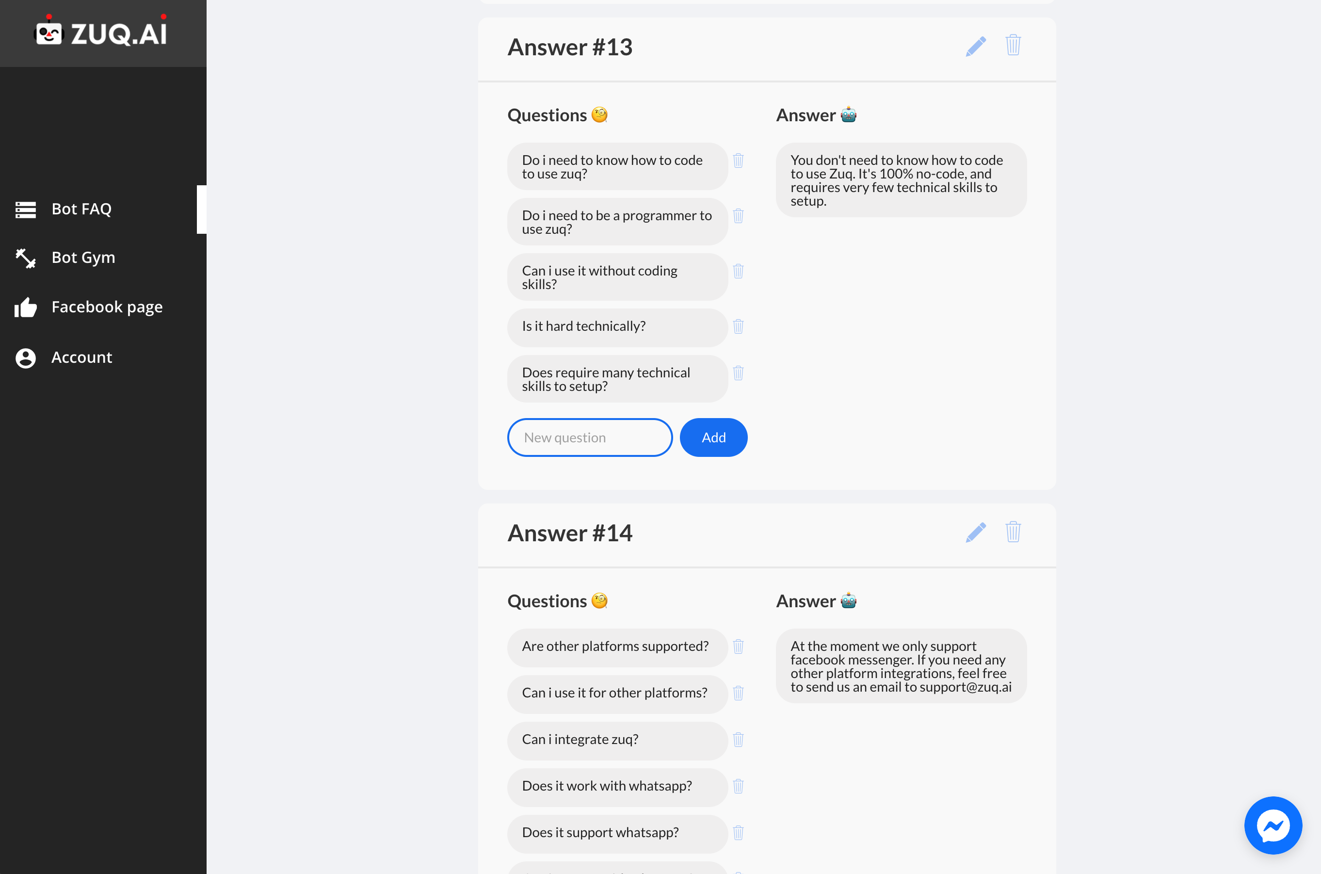 ZUQ.AI for Facebook Messenger gallery image