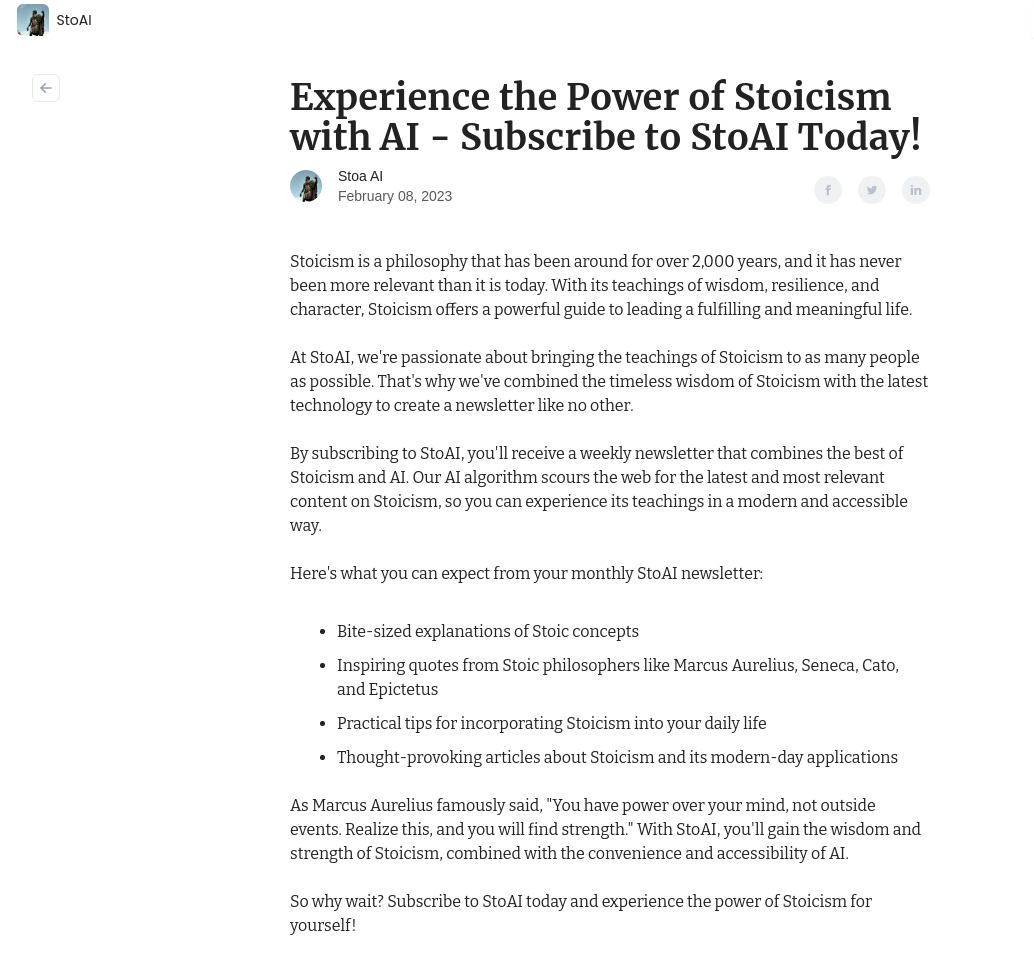 ซัลโล่ - จดหมายข่าว Stoic ดำเนินการโดย AI media 2