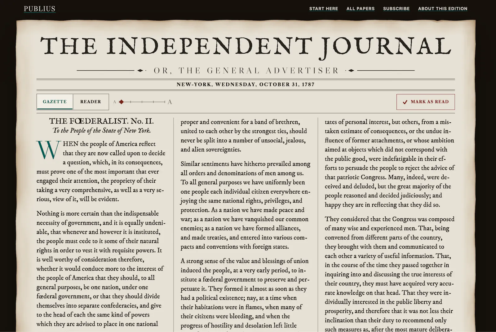 Federalist Reader screenshot 2