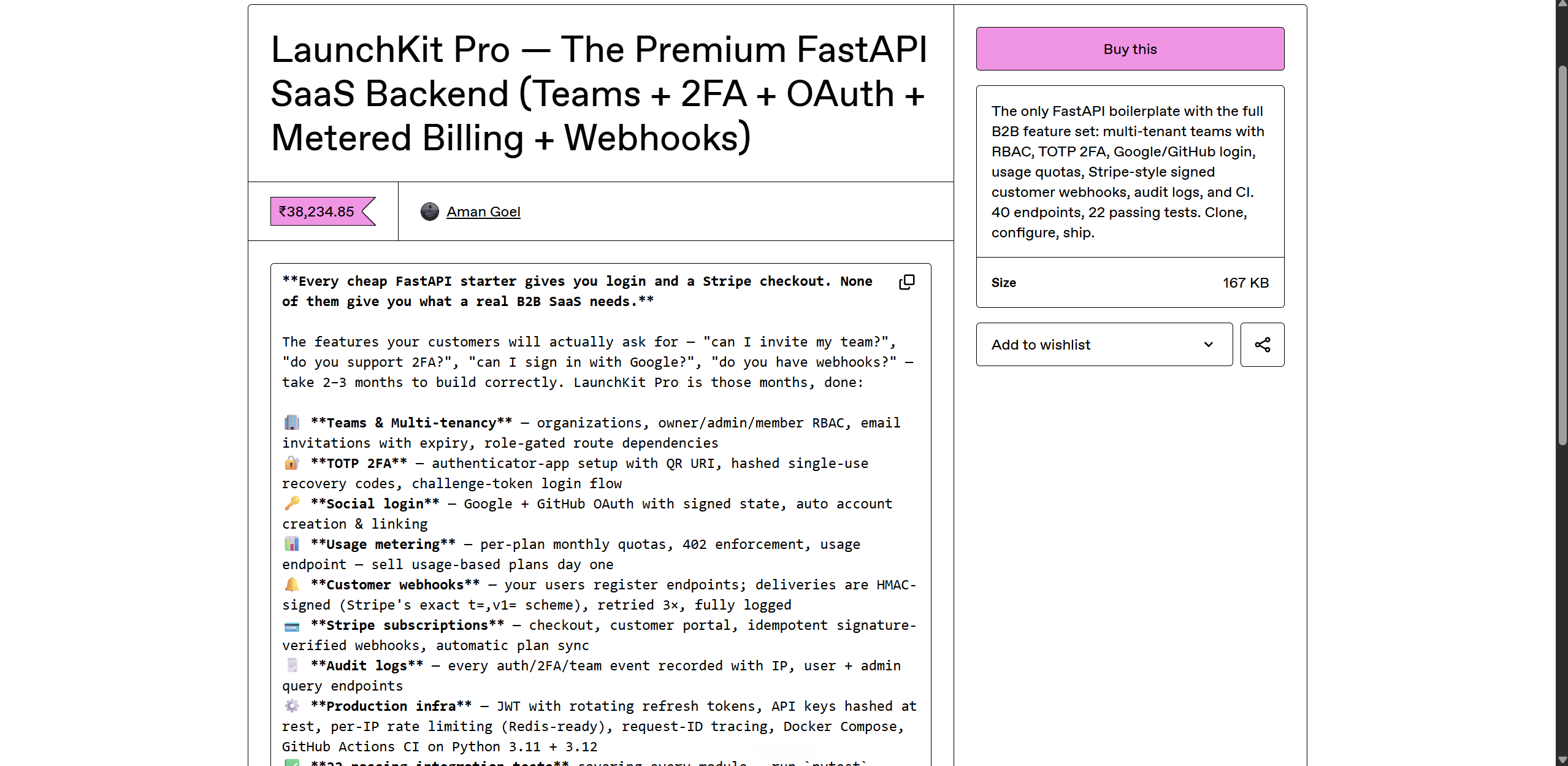 LaunchKit - Premium FastAPI SaaS Backend gallery image