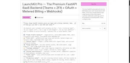 LaunchKit - Premium FastAPI SaaS Backend gallery image