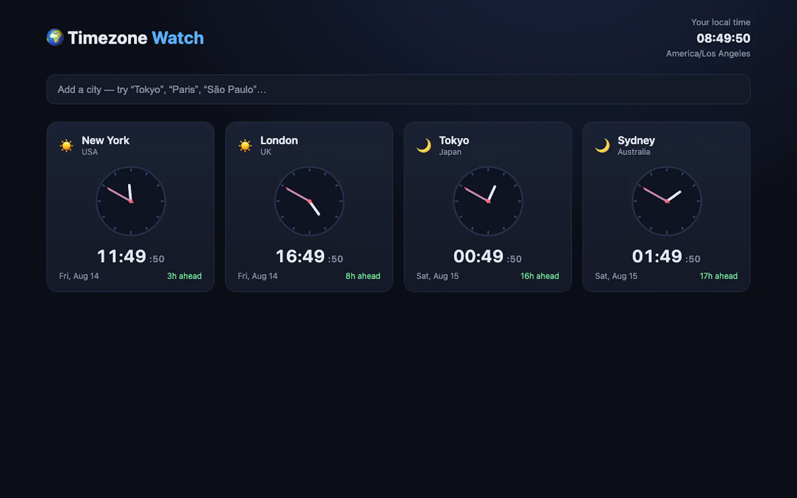 Timezone Watch screenshot 1