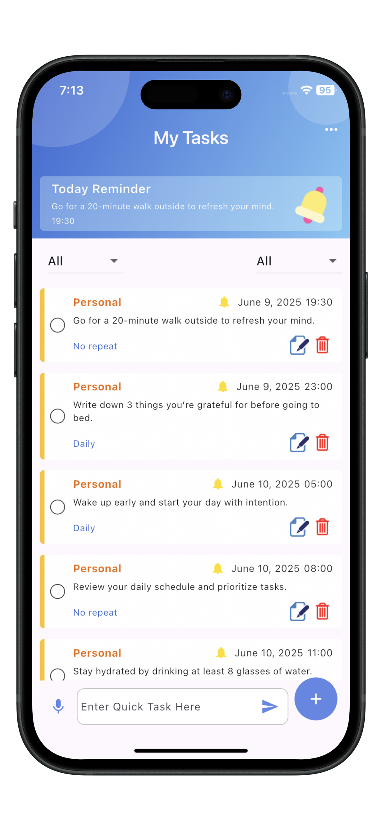 รายการตรวจสอบรายวัน: Quicklist media 1