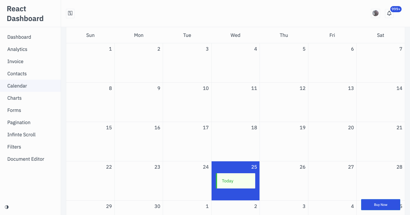 React Dashboard gallery image