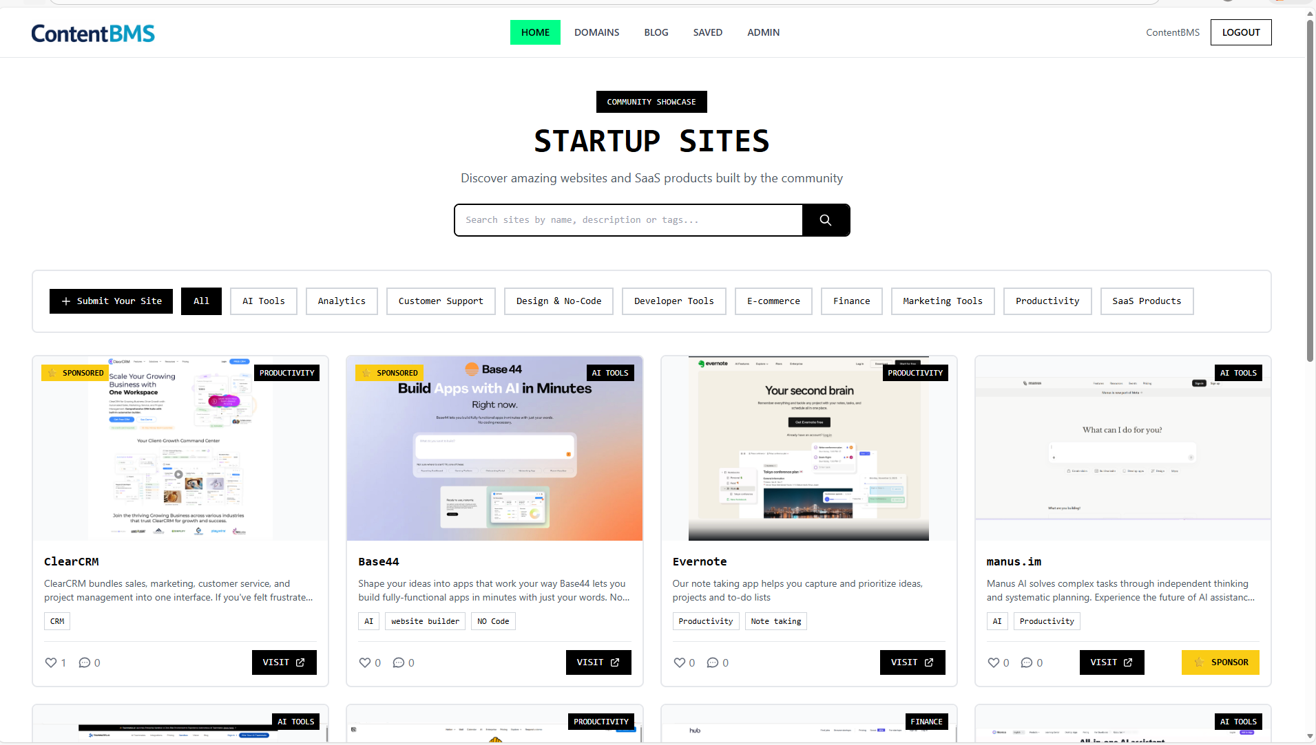 ContentBMS  - Main product screenshot demonstrating key features and user interface