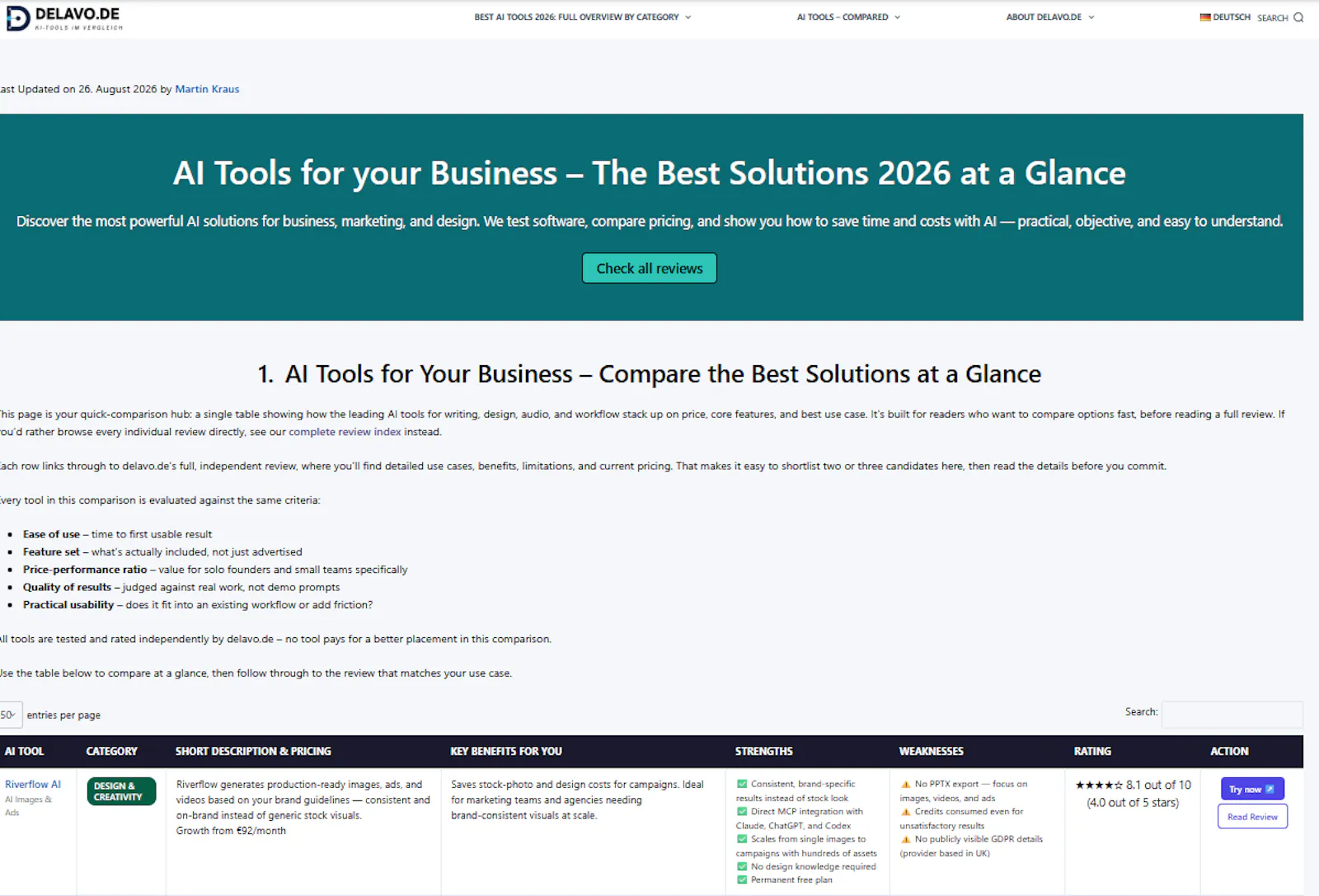 Delavo – AI Tool Comparison screenshot 1
