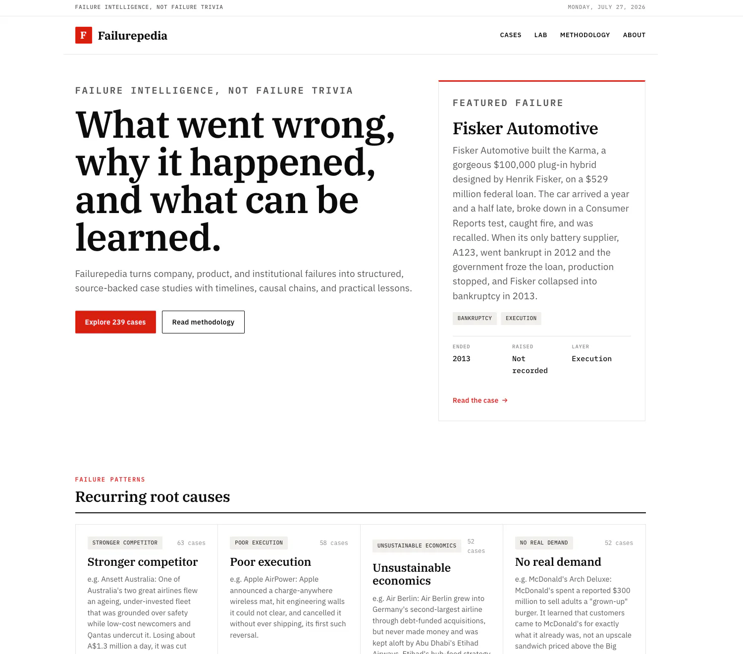 Failurepedia: Learn From What Failed screenshot
