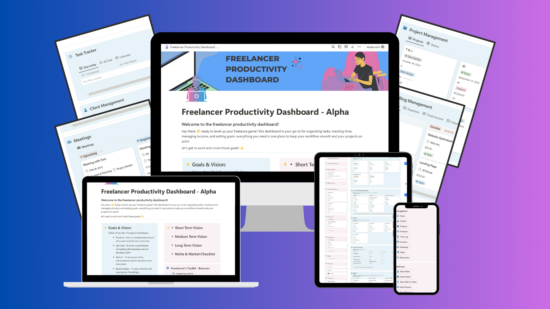 Painel de produtividade freelancer media 4