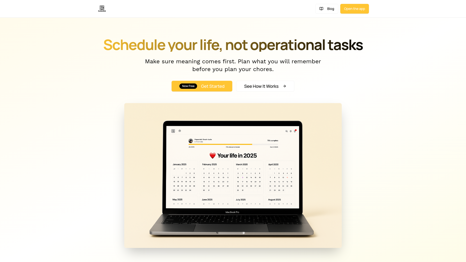 GodinGrid Calendar - Main product screenshot demonstrating key features and user interface