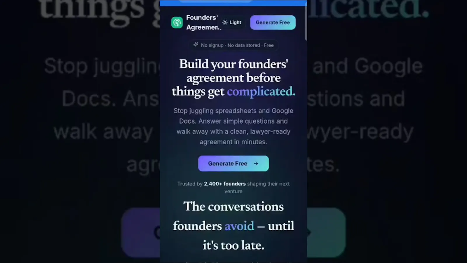 Startup Prenup Builder screenshot 1 (video preview)