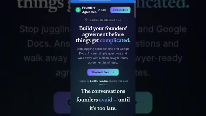 Startup Prenup Builder screenshot 1 (video preview)