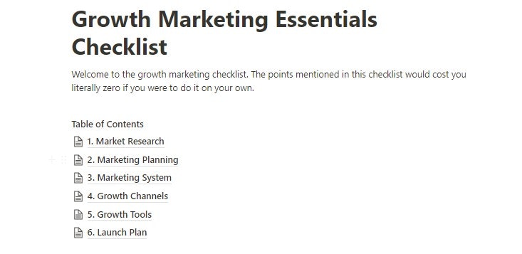 Lista de verificación esencial de marketing de crecimiento media 1