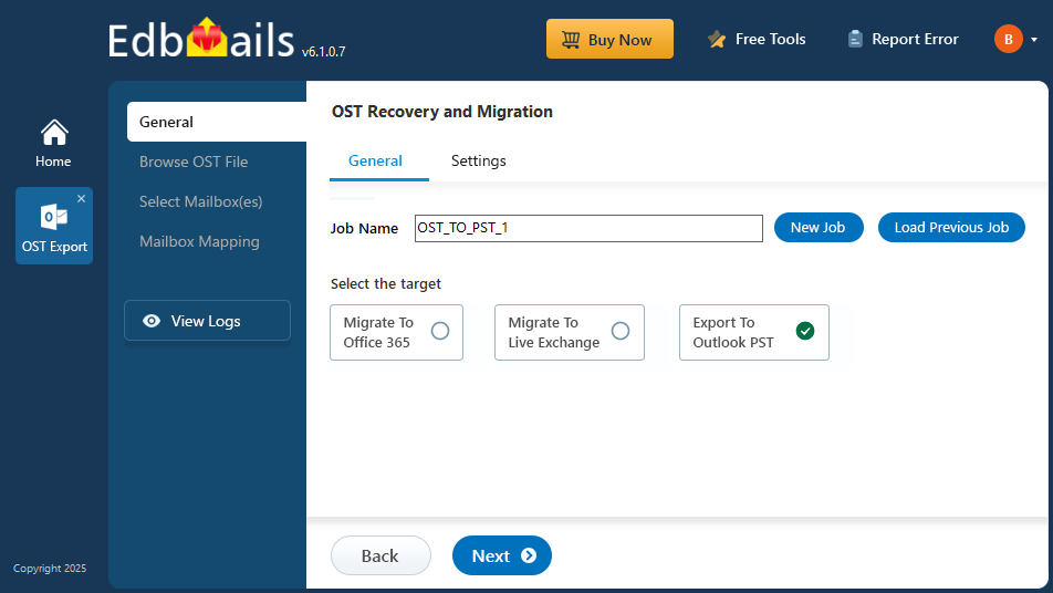 Edbmails OST al convertidor PST - Convertir los archivos OST OST a PST con una precisión completa media 2