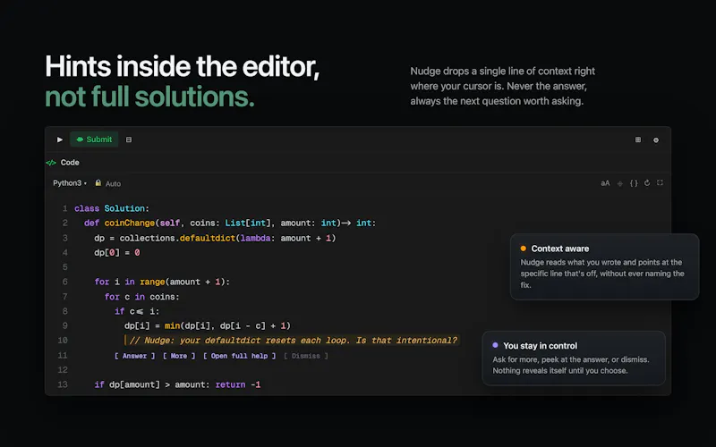 Nudge - AI LeetCode Coach screenshot 3