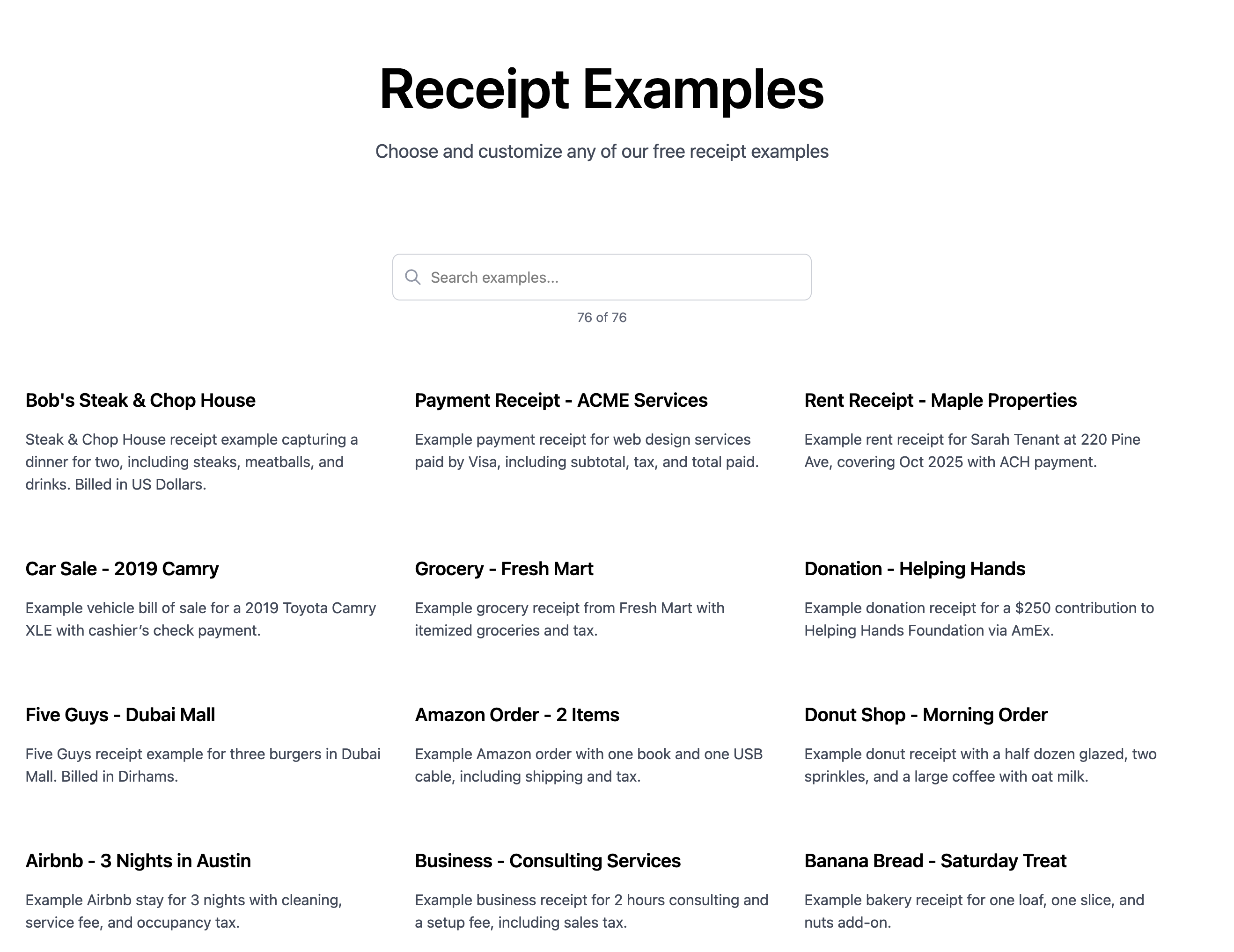 AI receipt generator gallery image