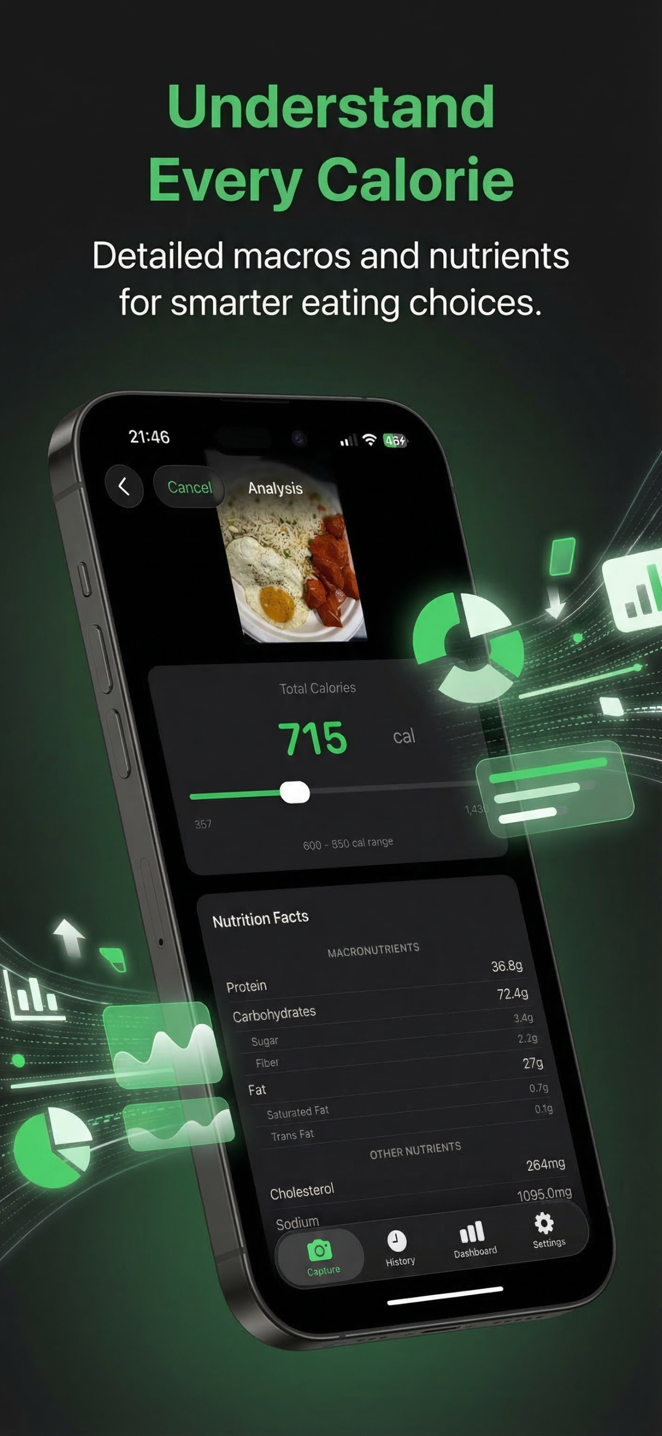 AI Calorie Coach - Main product screenshot demonstrating key features and user interface
