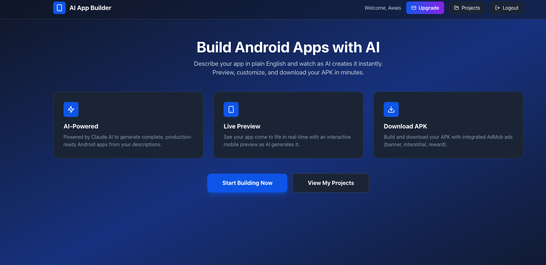 App Builder - Main screenshot showing features and interface