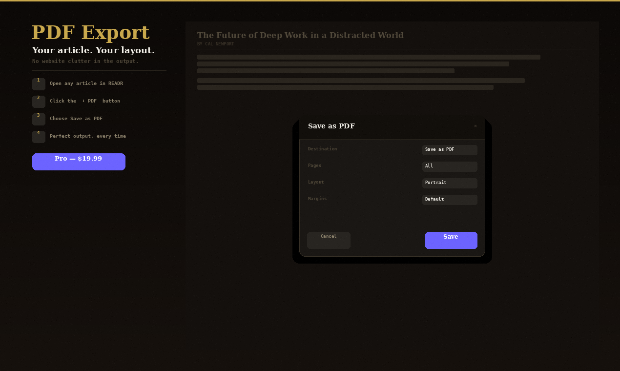 READR - Screenshot 2 showing product features and functionality