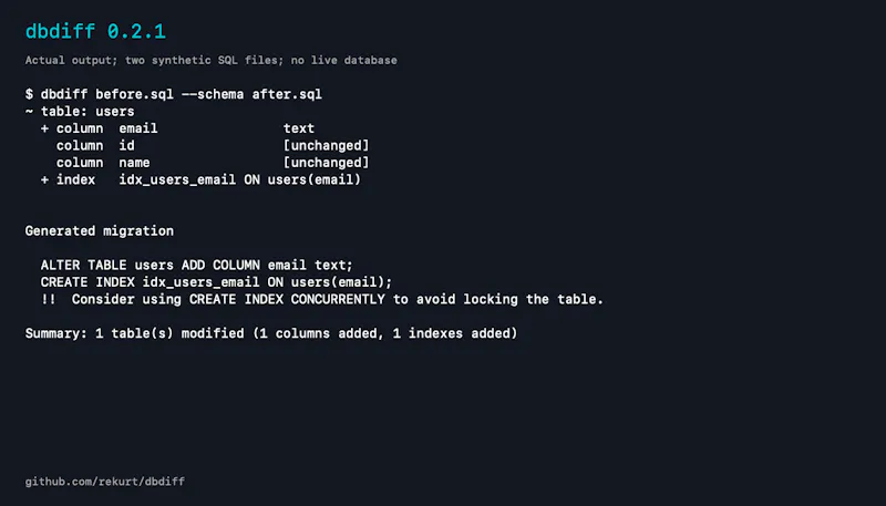 dbdiff screenshot 1