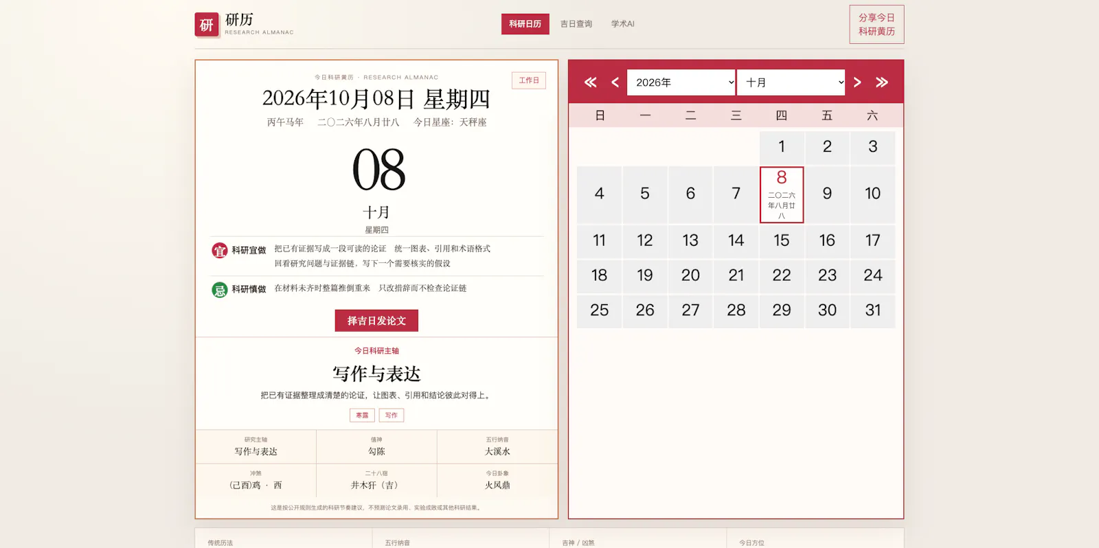 科研黄历｜今日科研日历与科研宜忌 screenshot 1