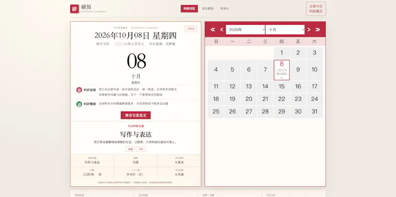 科研黄历｜今日科研日历与科研宜忌 screenshot 1