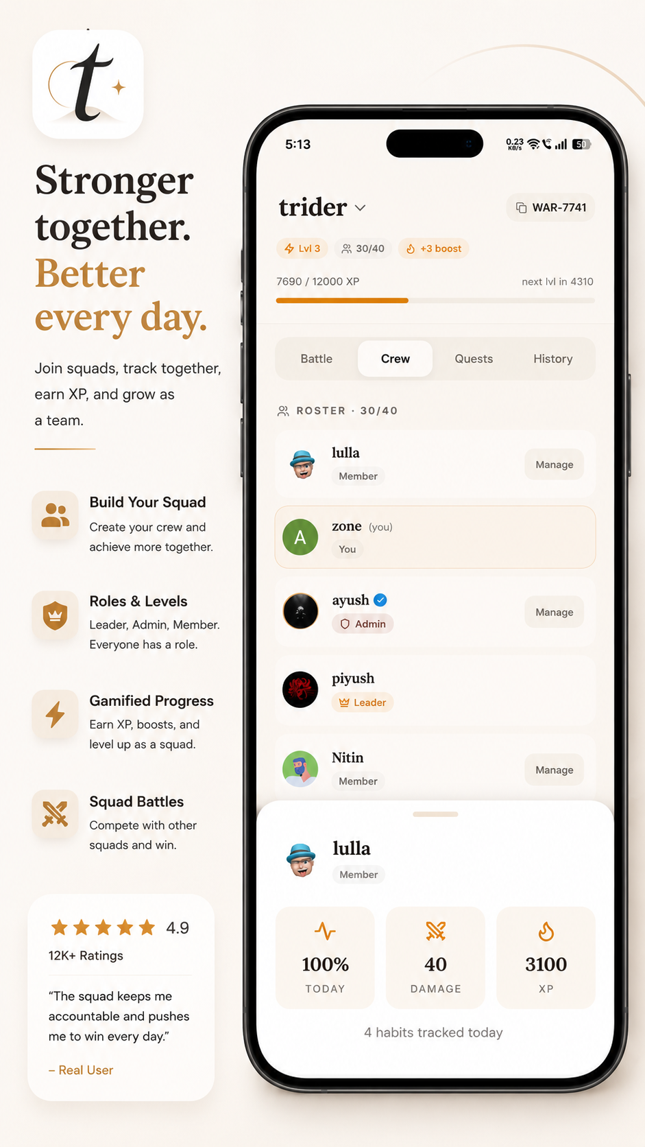 Trider : modern habit tracker gallery image