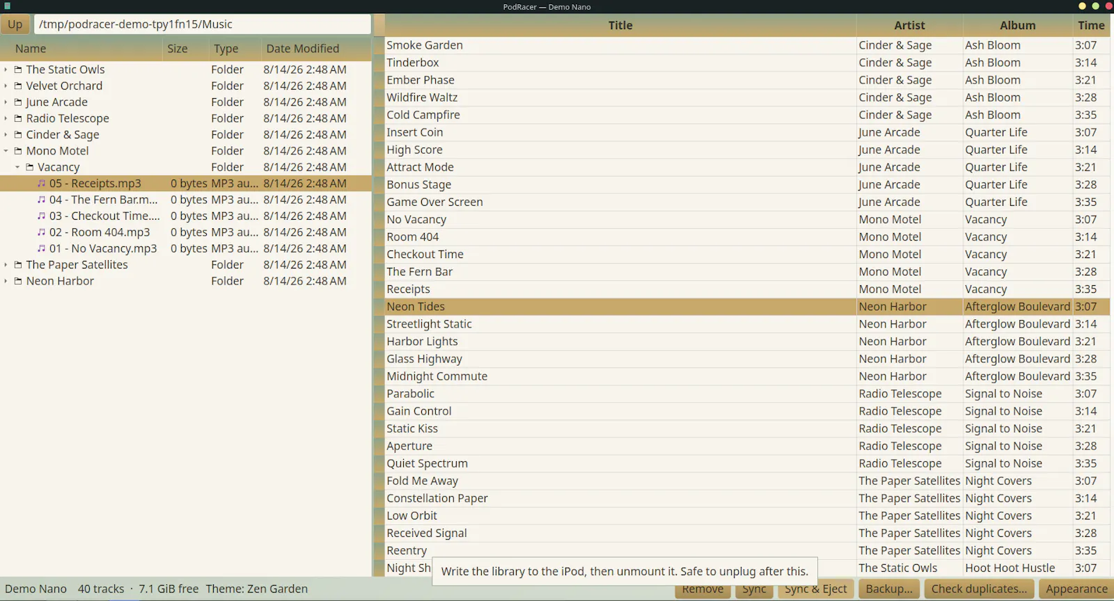 PodRacer: Manage your iPod on Linux. screenshot 4