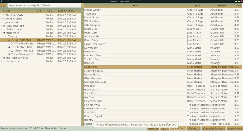 PodRacer: Manage your iPod on Linux. screenshot 4