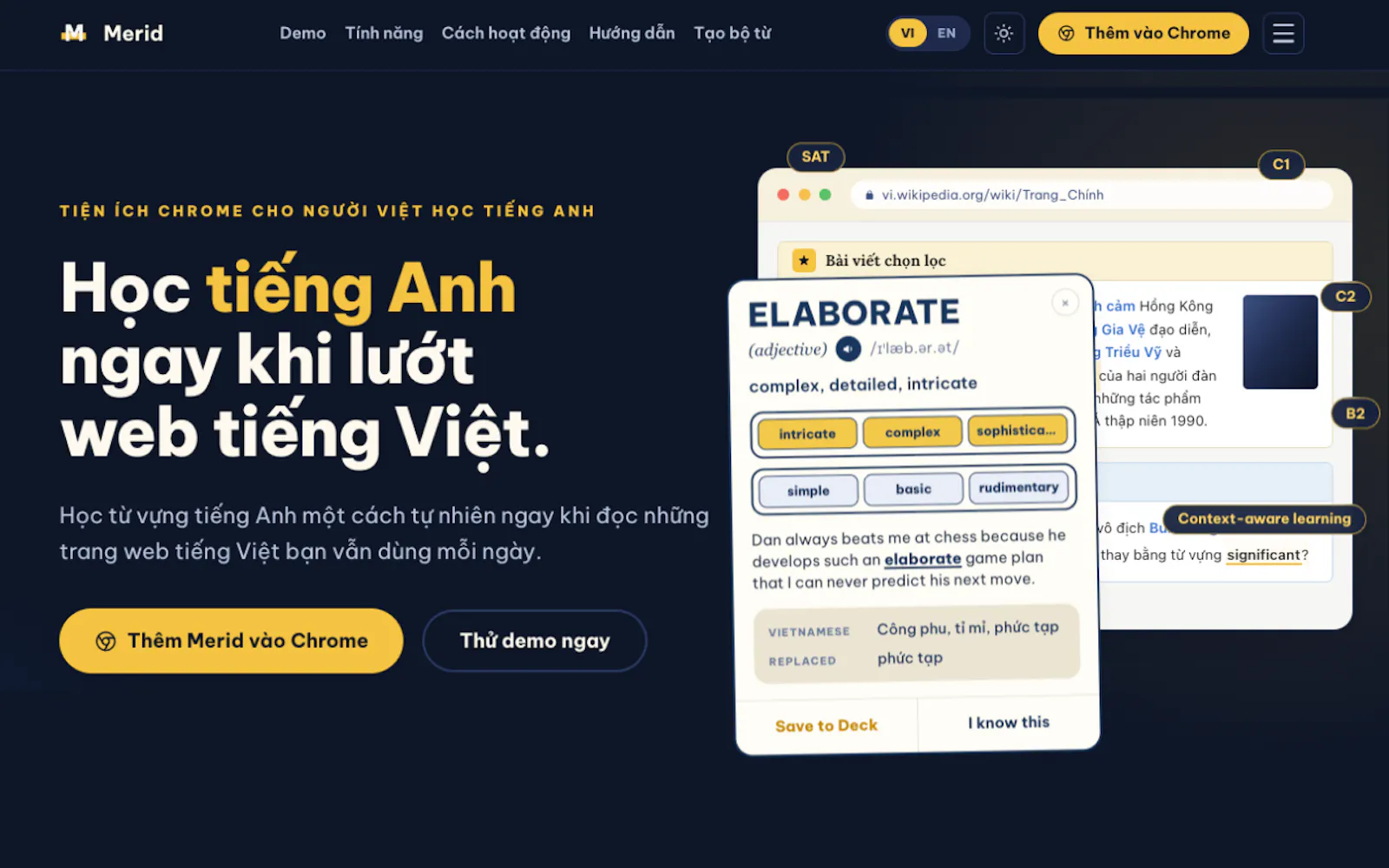 Merid: Learn English as You Browse screenshot 1