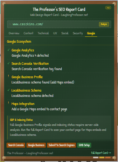 The Professor's Web Design Report Card gallery image