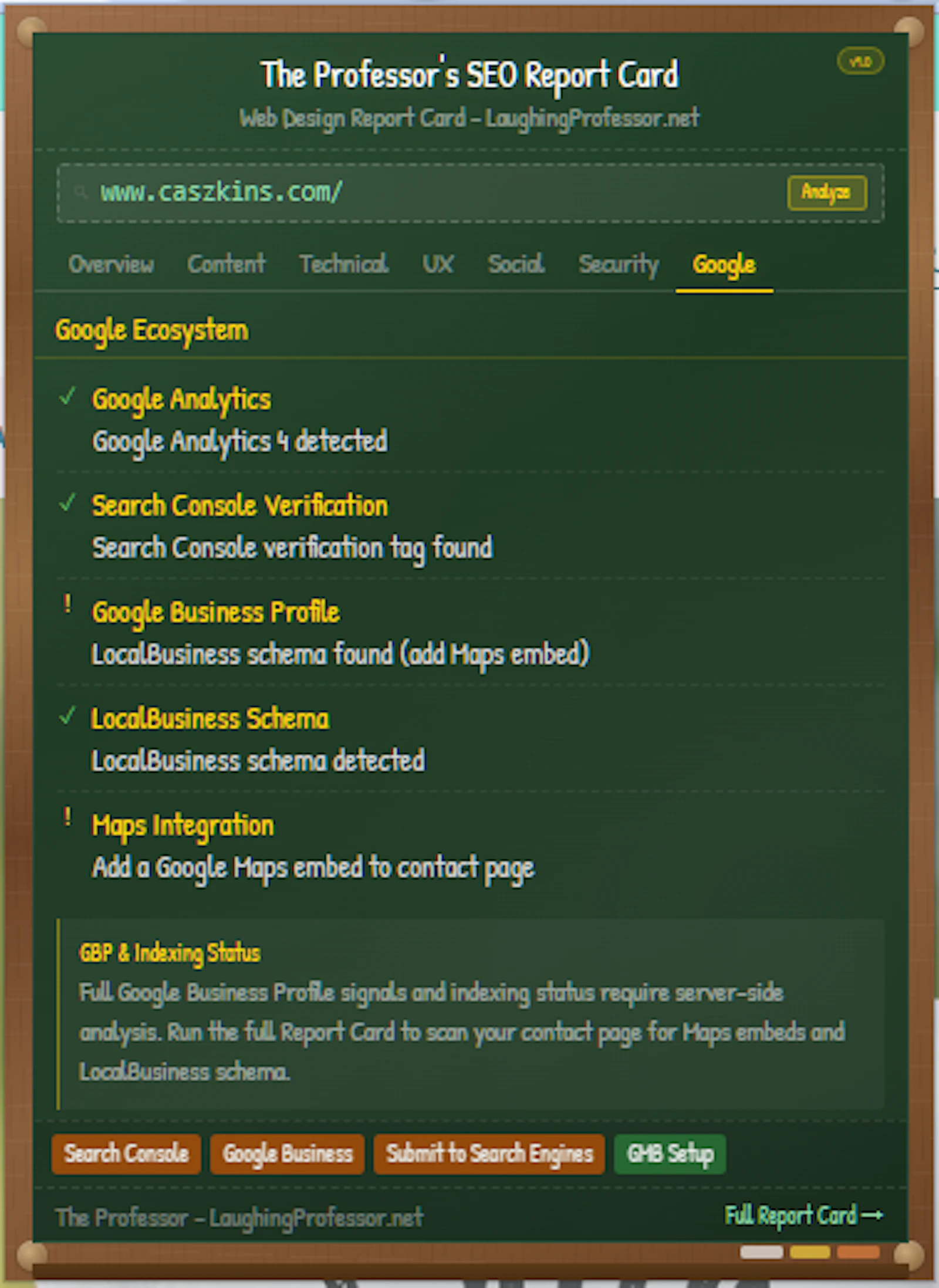 The Professor's Web Design Report Card screenshot 4