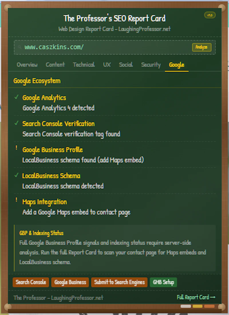 The Professor's Web Design Report Card screenshot 4