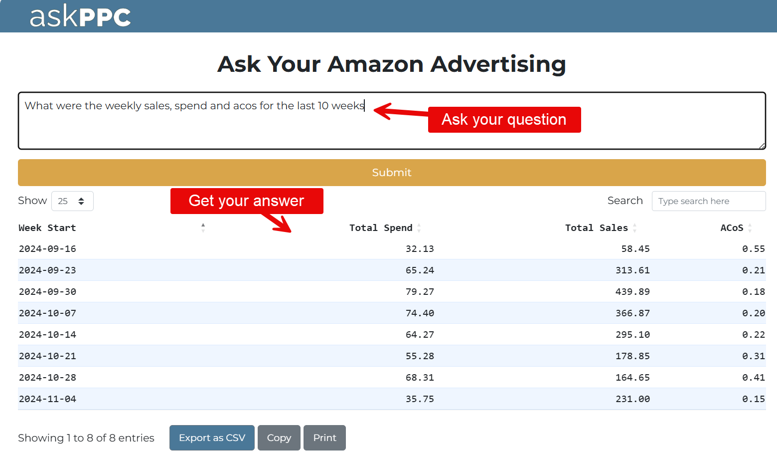 Askppc - Это как Chatgpt для ваших данных Amazon PPC медиа 2