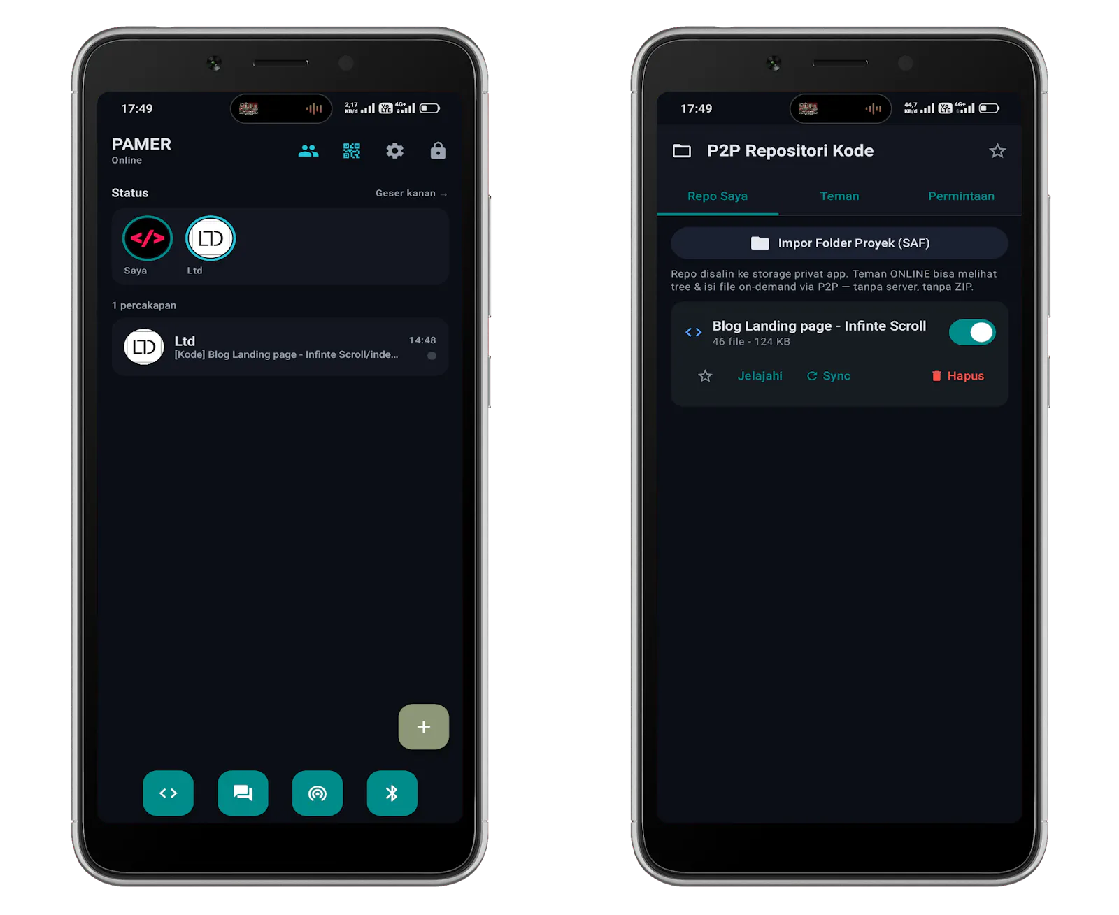 Pamer - Chat Messenger P2P  screenshot 1