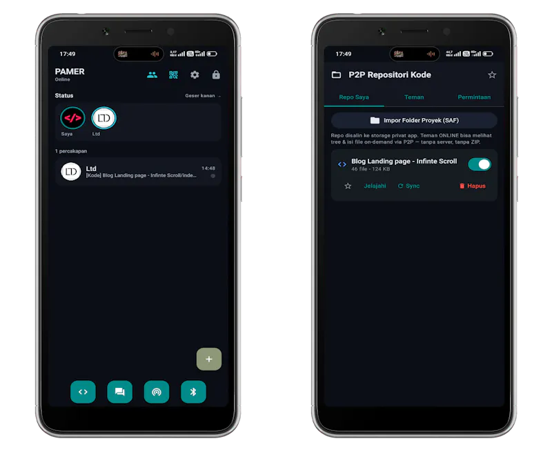 Pamer - Chat Messenger P2P  screenshot 1